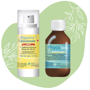 Flacons de Vitamine C Liposomale + ett Phycosens du laboratoire Perfect Health Solutions