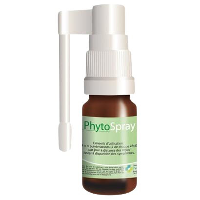 flacon marron Phytospray, bouchon blanc et étiquette vert pâlec