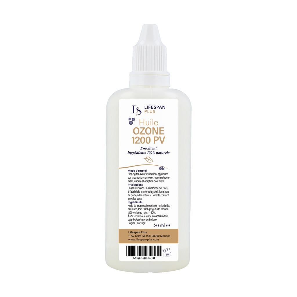 Flacon d'huile ozonée laboratoire Lifespan+ 