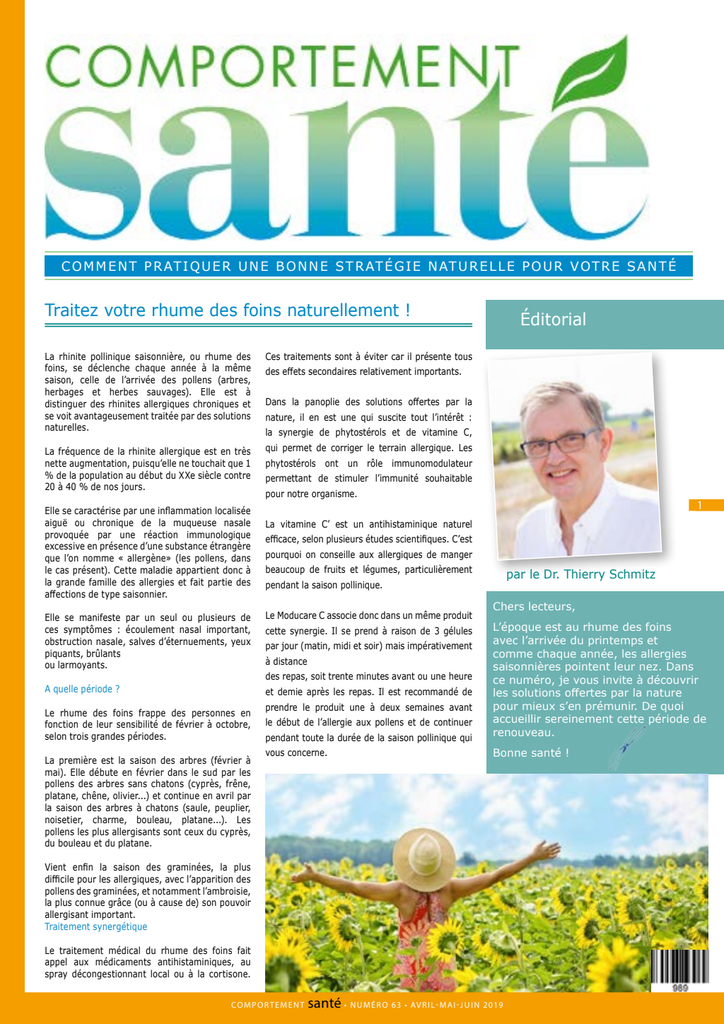 Comportement Santé n°63 Avril/Mai/Juin 2019